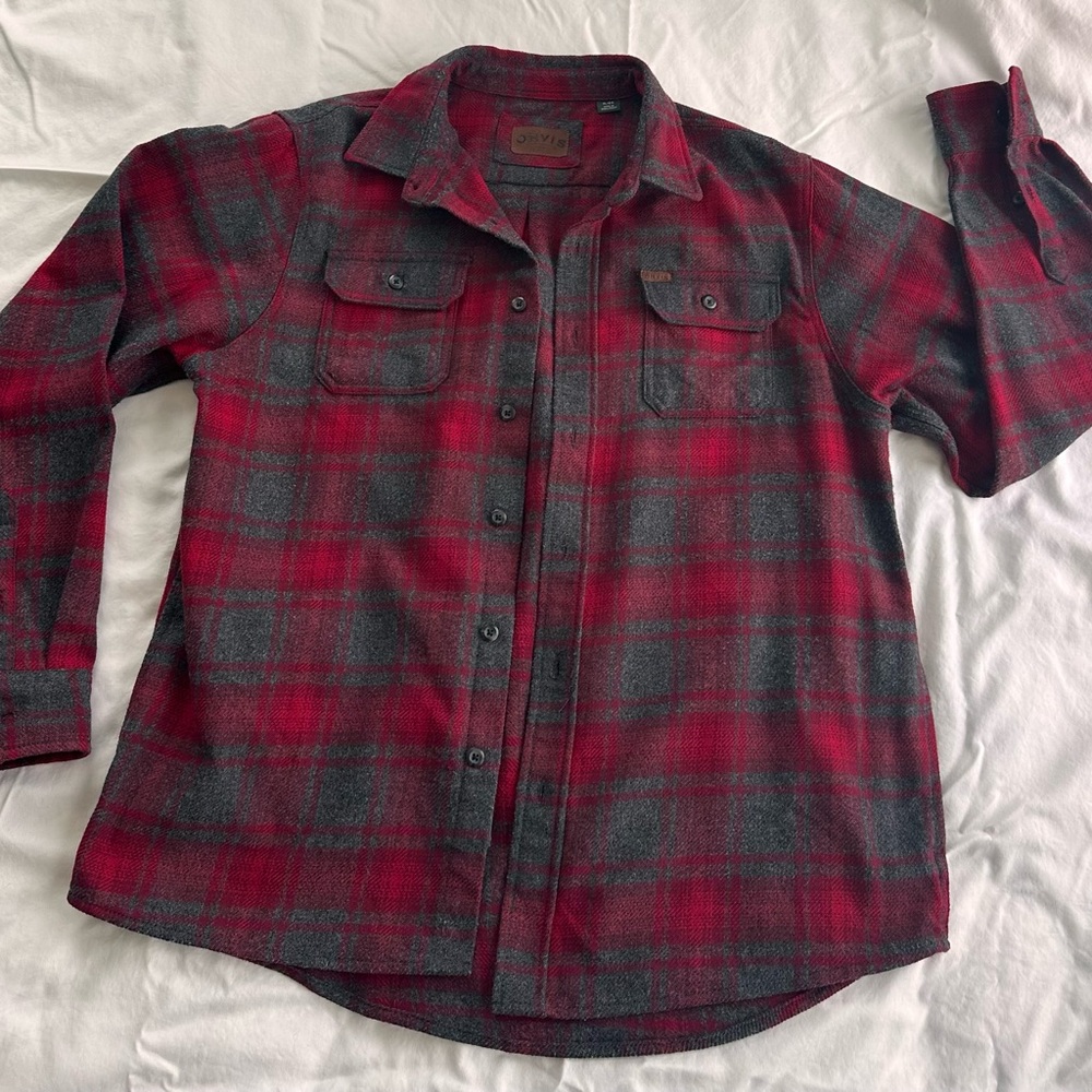 Orvis Red and Gray Plaid Shirt